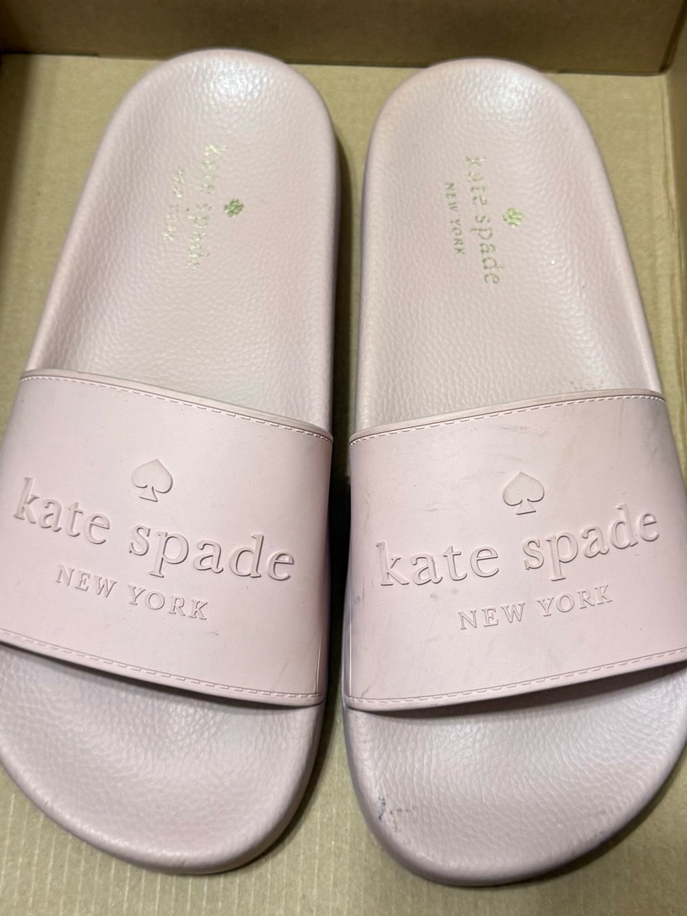 kate spade blush pink logo slide sandal size 7